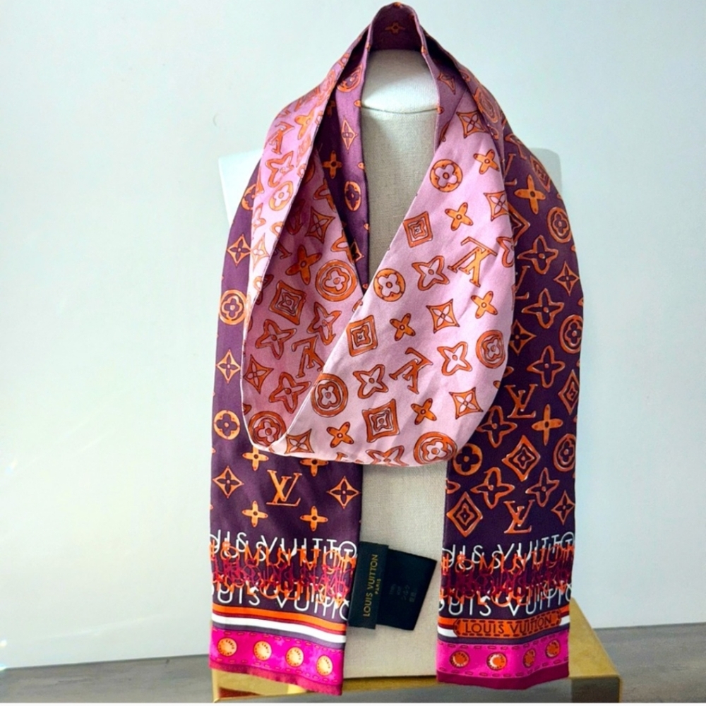 LOUIS VUITTON Bandeau/Bag Scarf - Silk Monogram Map Orient - Picture 2 of 9